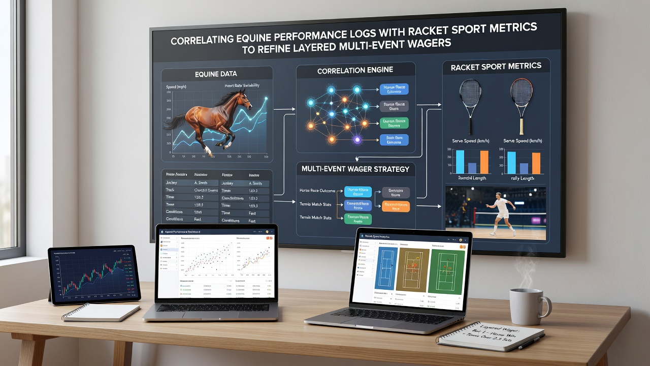Analytical charts showing correlations between horse racing logs and tennis metrics used in accumulator wager planning