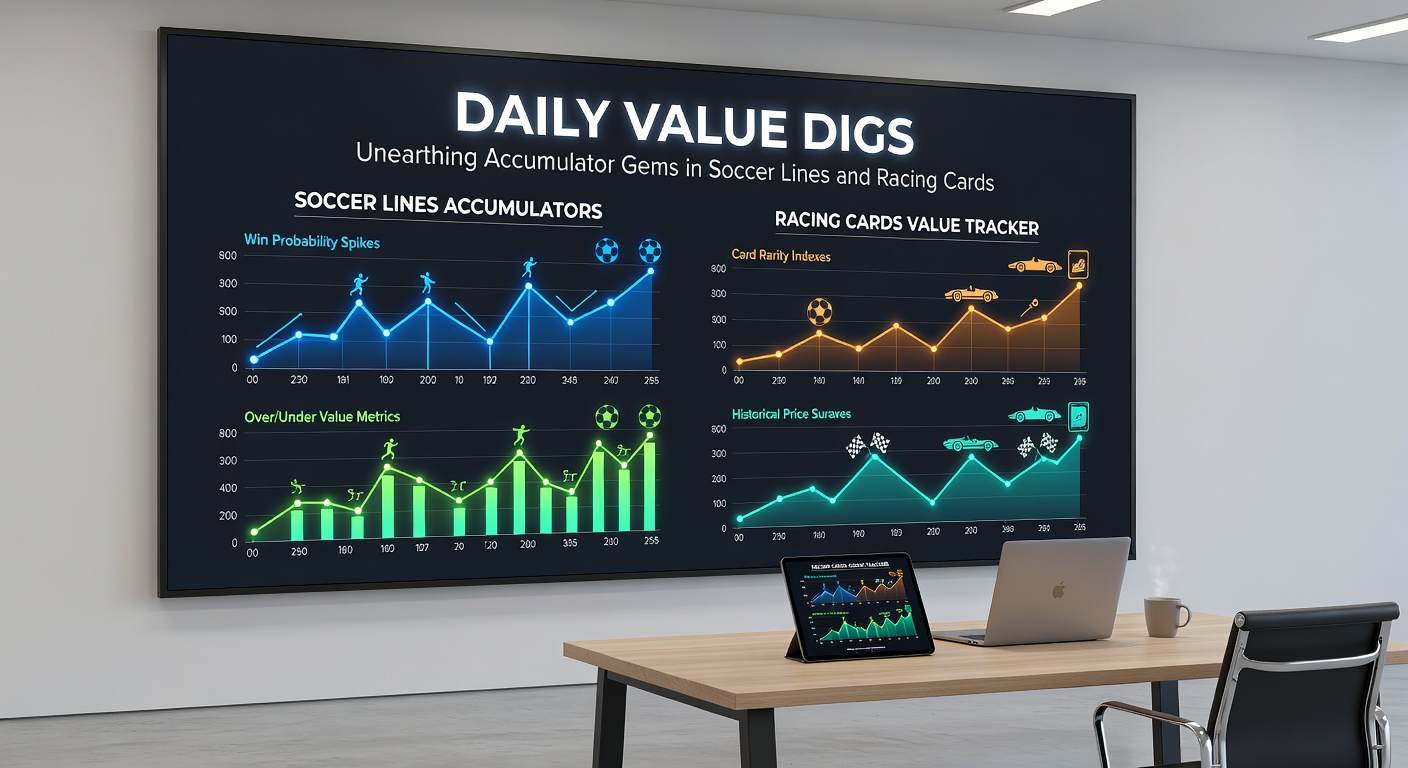 Close-up of a punter's notebook with highlighted soccer lines and racing card annotations, symbols marking high-value accumulator selections