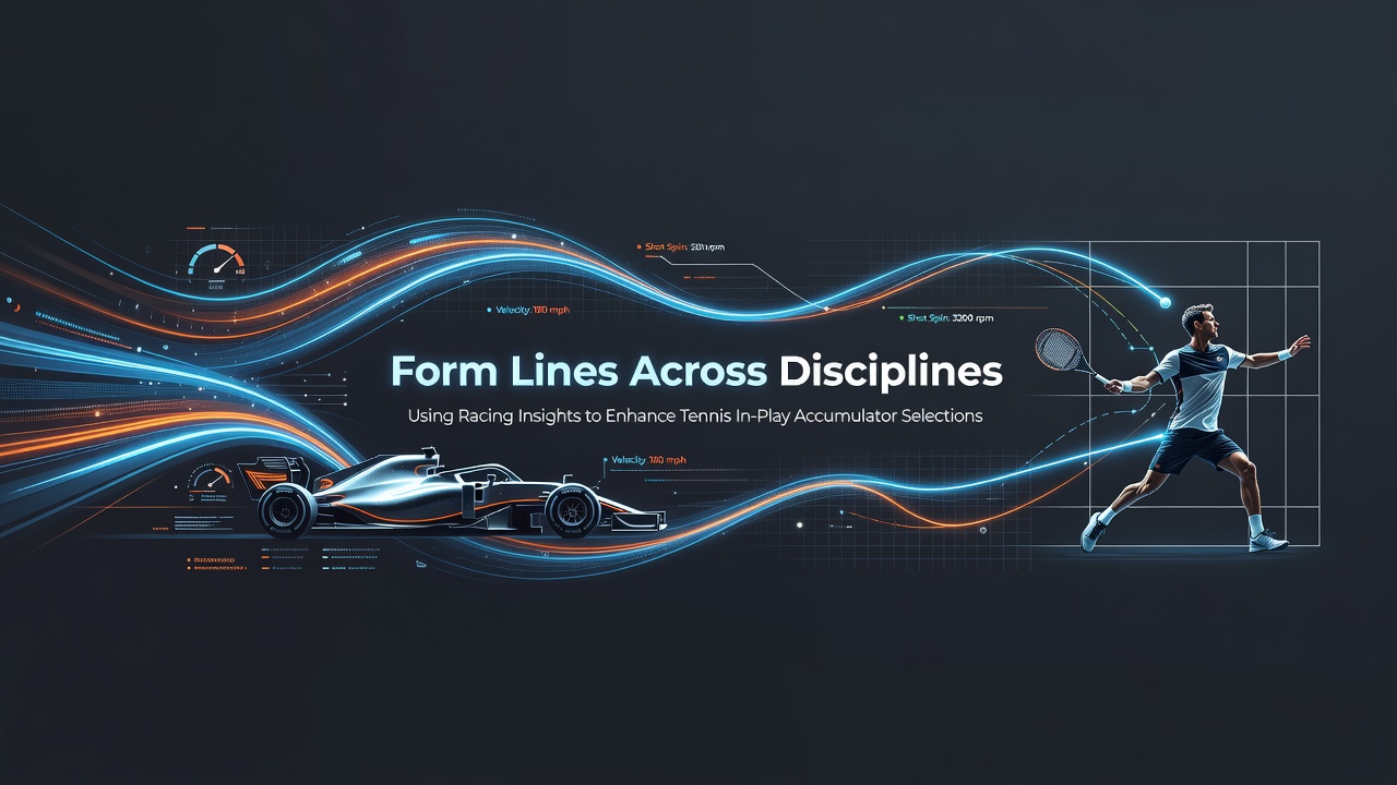 Illustration showing horse racing form charts transitioning into tennis court metrics and live betting interfaces