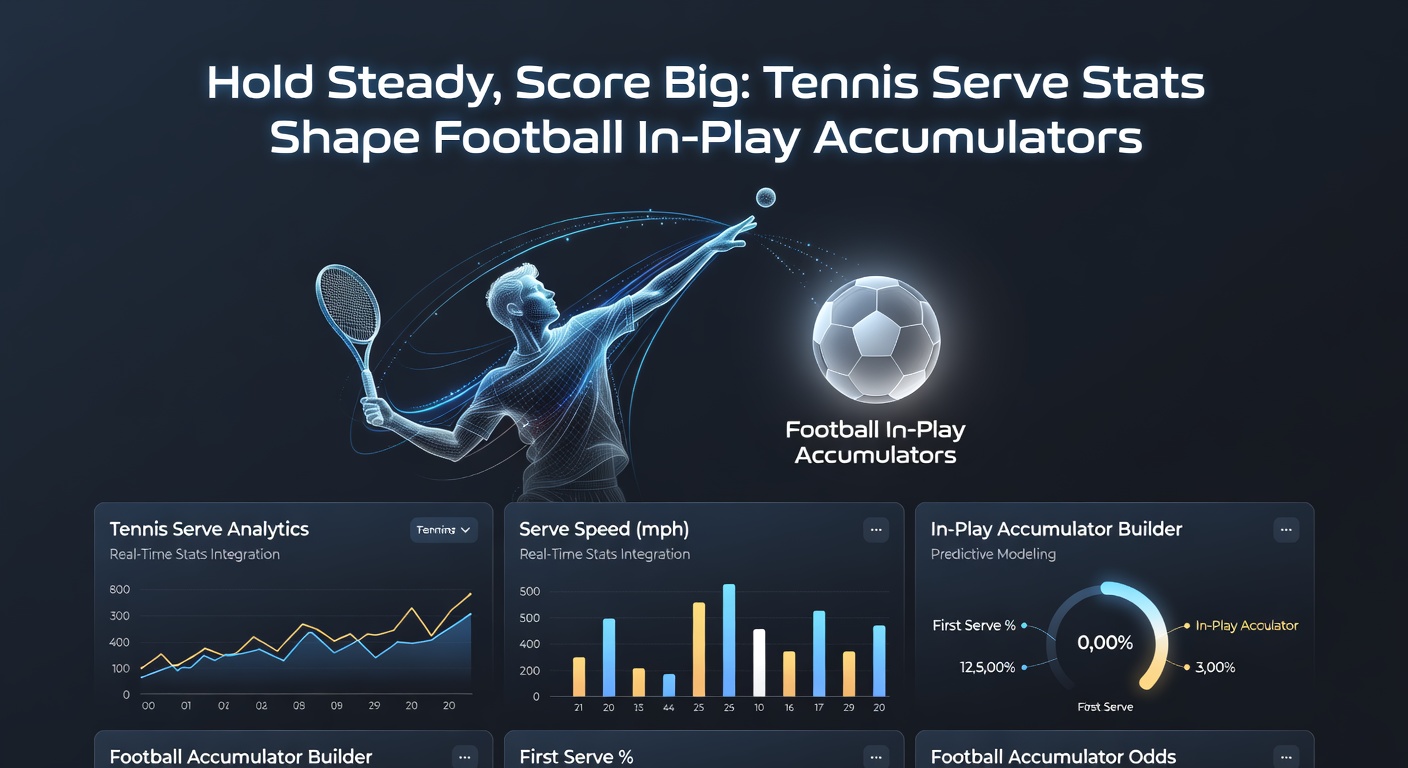 Data charts overlaying tennis serve holds and football possession stats, highlighting accumulator bet patterns