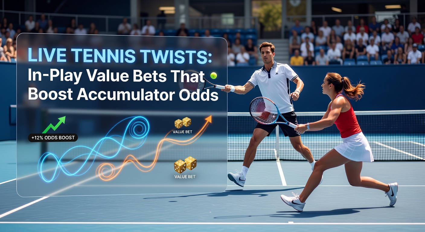 Dynamic tennis match showing a player celebrating a break point win during live play, highlighting in-play betting opportunities