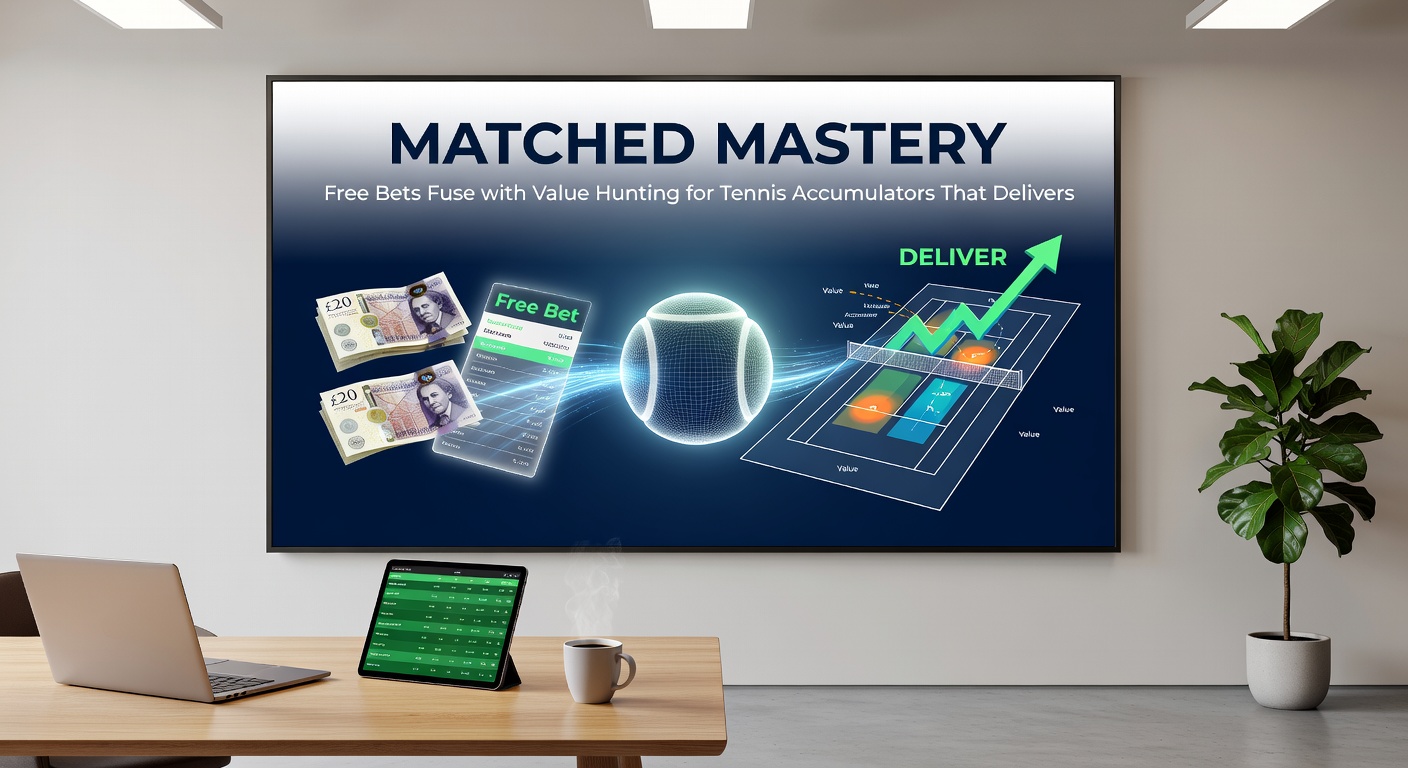 Tennis court graphic with accumulator legs marked, showing value odds overlays on player matchups