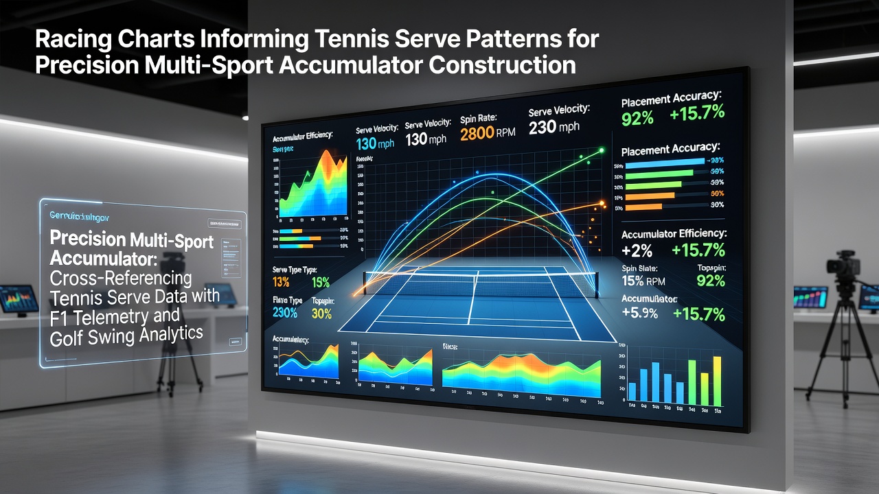Racing form charts displayed alongside tennis court diagrams showing serve placement zones