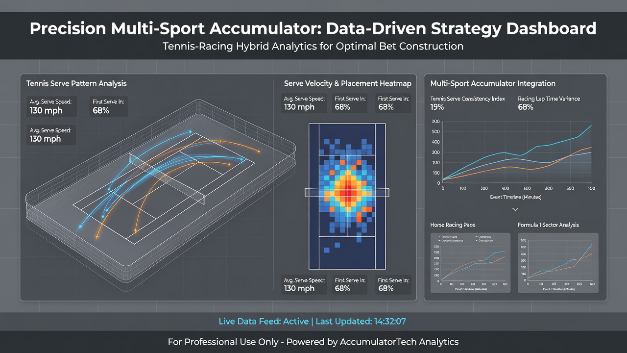 Side-by-side comparison of horse racing pace chart and tennis serve heat map used in accumulator modeling