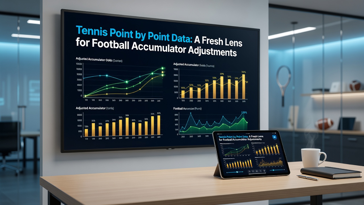 Football accumulator dashboard displaying adjusted selections based on live tennis momentum indicators