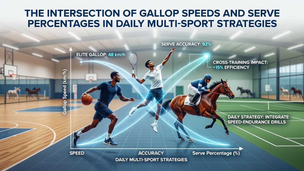 Split screen showing real-time gallop speed tracking next to tennis serve percentage statistics used in accumulator planning