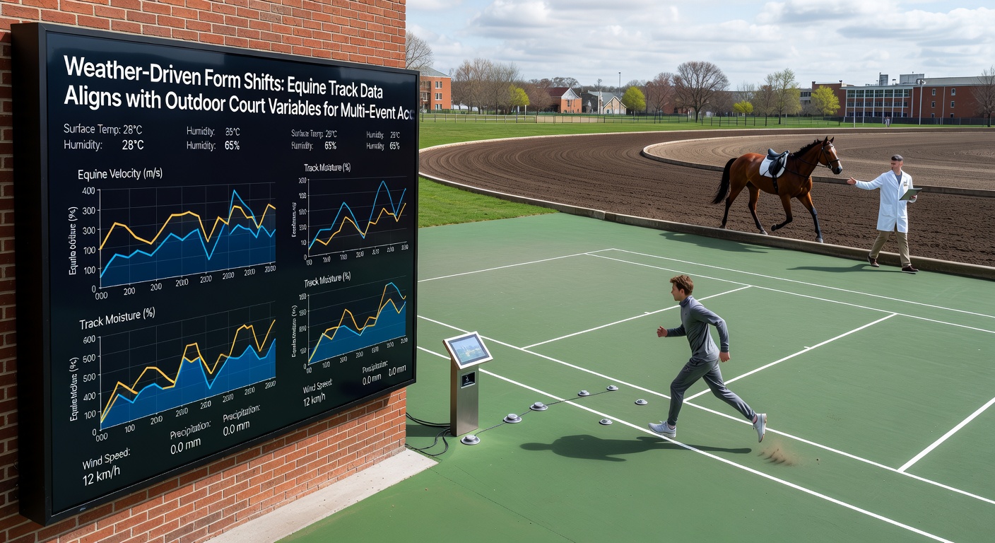 Data charts showing weather impacts on horse racing times and tennis match durations
